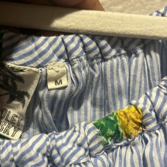 Violet Sky Women’s Pineapple Print Cover Up Blue White Striped Size Medium - Picture 7 of 13